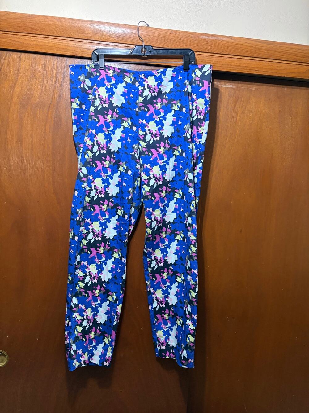 Peace of Cloth Floral Pants Straight Leg Size 16 Blue Pink Statement Piece